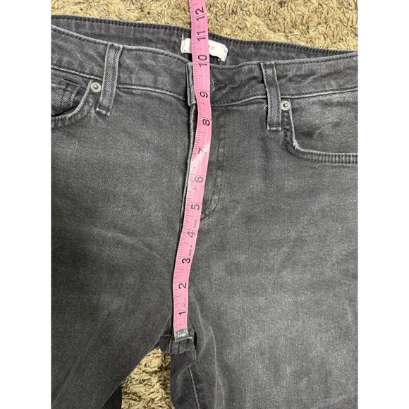 Forever 21 Flared Leg Jeans Womens 30 Black Wide Leg Denim Bell Bottoms Raw Hem - Picture 15 of 16